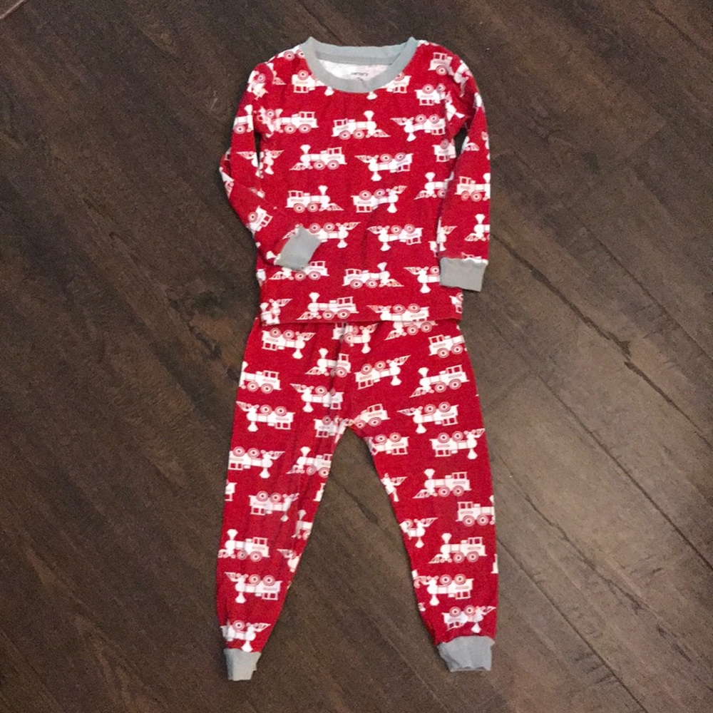 Carters red train pajama set